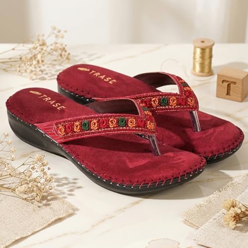 Image of TRASE Orthopedic Comfortable Footwear for Women | Stylish V Strap Chappal with Soft Cushioned Footbed | Perfect Slippers for Woman Daily Use