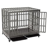 KELIXU 46' Heavy Duty Dog Crate Ultra-High Hardness Enhanced Steel Pet Kennel Playpen with Two...