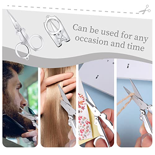 8 Pcs Stainless Steel Small Folding Scissors, Pocket Portable Foldable Travel Scissors, Tiny Mini Craft Cutter for Home Travel, Silver - Thumbnail 6