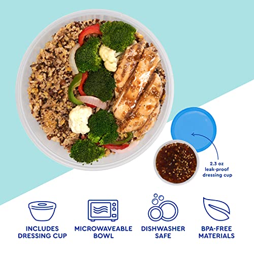 Easylunchboxes® - Salad To-Go Containers - Reusable Bowl With Built-In, Leak-Proof Dressing Cup For Salad, Pasta, Cereal, Rice & More - Great For Work, Travel, & Meal Prep, Set Of 4 (Classic) #TOP2