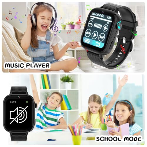 OKYUK 4G Kids Smart Watches Girls Gifts Age 3-12, Smart Watch for Kids with 47 Games, Two-Way Calling Feature, SOS Emergency Call Camera Video Recorder Gift Toys for Girls Ages 5 6 7 8 9 10 (Black) by OKYUK - Used condition - Image 4