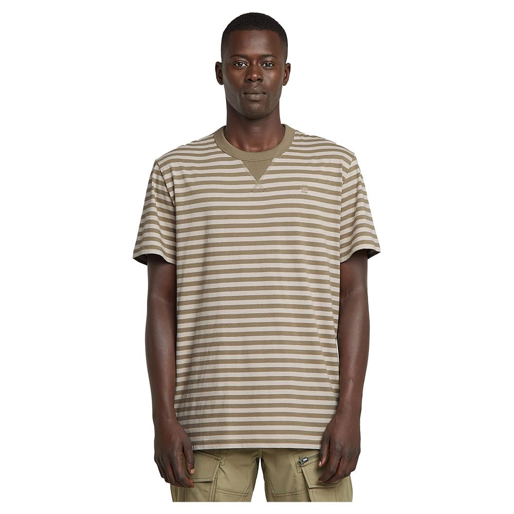 G-Star Men's Multicolour (Ensis Green/Dk Brick Stripe D25961-C339-H227) Nifous Stripe T-Shirt, L