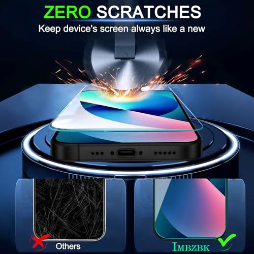 IMBZBK [Auto-Dust Removal] 3 Pack Screen Protector for iPhone 13 [6.1 INCH] Accessories, Case Friendly Film, Military Grade Shatterproof Tempered Glass 3 Camera Lens Protector, Easy Installation - Thumbnail 4