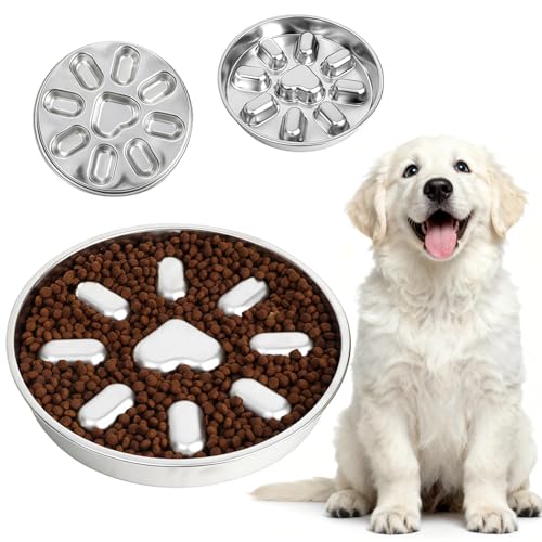 Chewtoyo Stainless Steel Slow Feeder Bowl, Dog, Anti-Choke, Non-Skid Base, 9-Hole Design