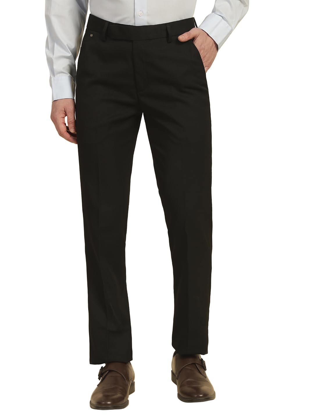 cantabil Formal Trousers for Men l Breathable & Soft with Color Fastness Regular Fit Polyester Viscose Fabric Solid Pattern Hook Closure (P_MTRF00253E)-picture-11