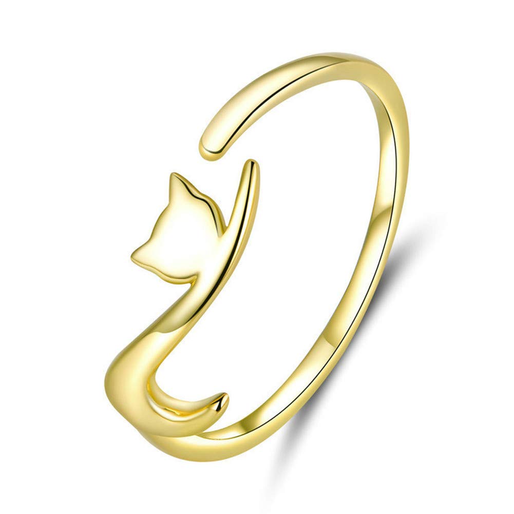 Ategazza Anello Gatto da donna in argento 925 Carino Aperto Regolabile ga01