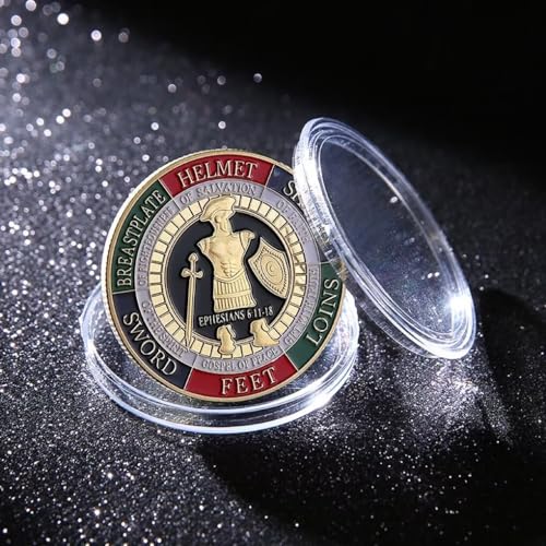 Gold Armor of God Challenge Coin, Commemorative Coin Seeking Guidance and Strength Gift Prayer Coin