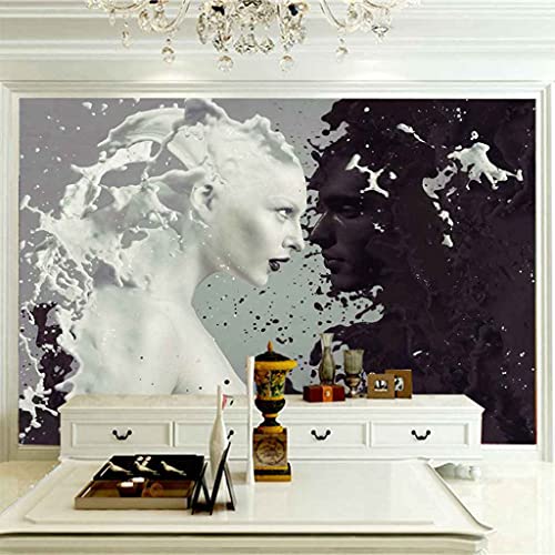 Figures abstraites en noir et blanc pour agrandir un mur de salon