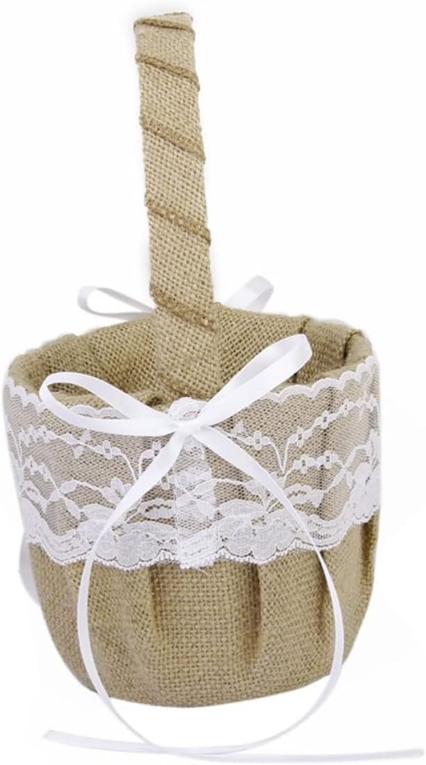 ABOOFAN Set Cushion Rustic Wedding Decor Flower Basket for Flower Girl Wedding Basket and Pillow White Rustic Ring Bearer White Jewelry Boys Candy Bride Western Style