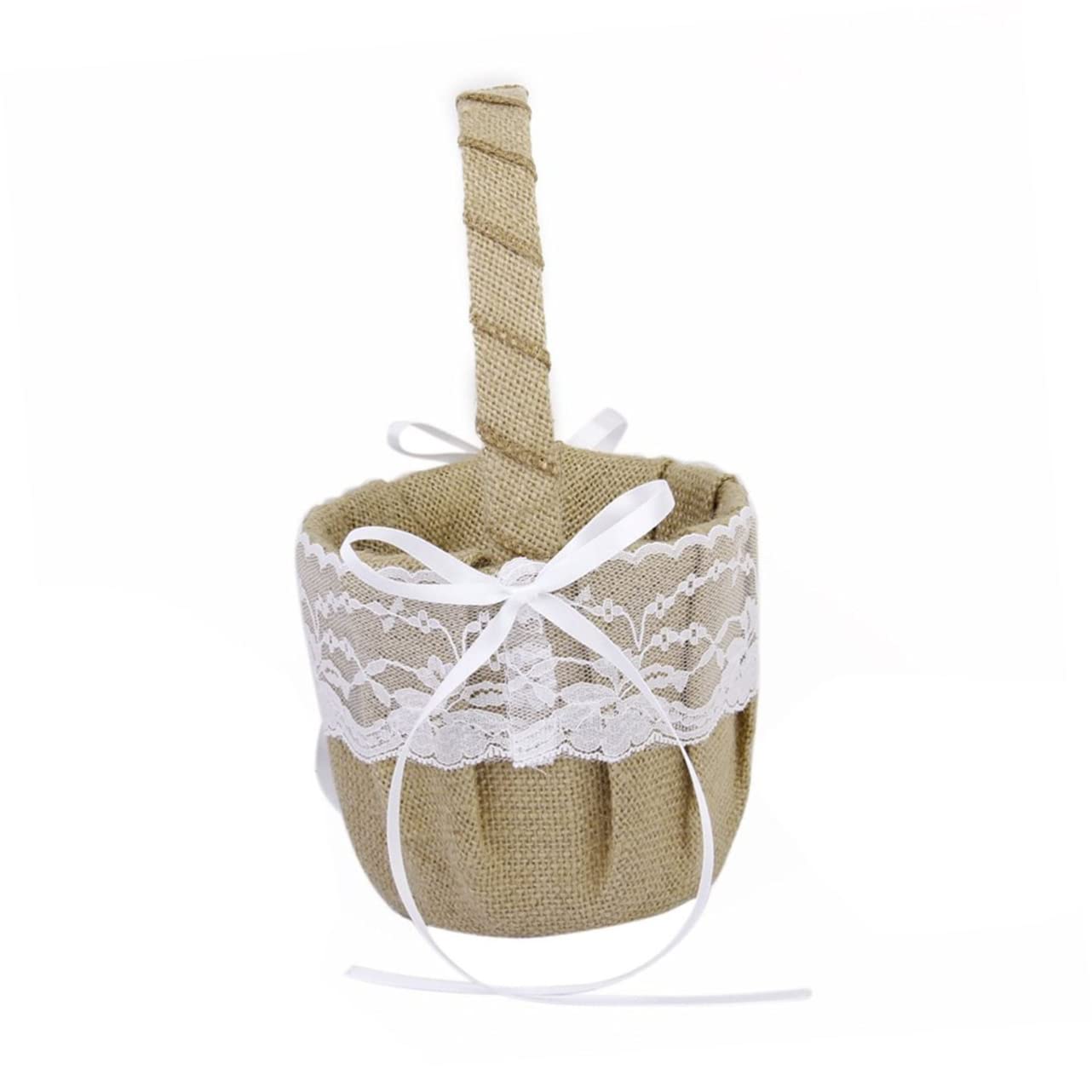 ABOOFAN Set Cushion Rustic Wedding Decor Flower Basket for Flower Girl Wedding Basket and Pillow White Rustic Ring Bearer White Jewelry Boys Candy Bride Western Style