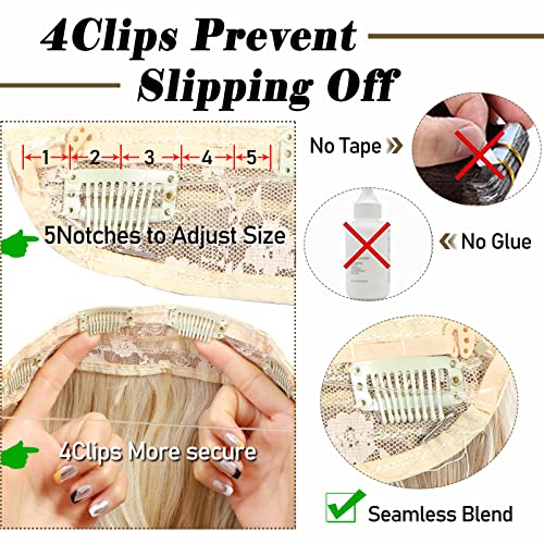 Gowit Invisible Wire Hair Extensions Medium Blonde With Pale Highlights Hair Extensions With Transparent Wire Adjustable Size 4 Clips Soft Long Wavy Synthetic Hairpieces For Women 20 Inch #TOP5