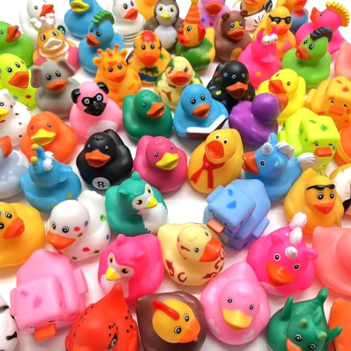 Liliiflora 30 Pack Rubber Ducks in Bulk Random Assortment Mini Rubber Duckies Bulk Party Favors for Kids Bath Toys for Toddler Suitable for Cruise Ship & Jeeps Ducking
