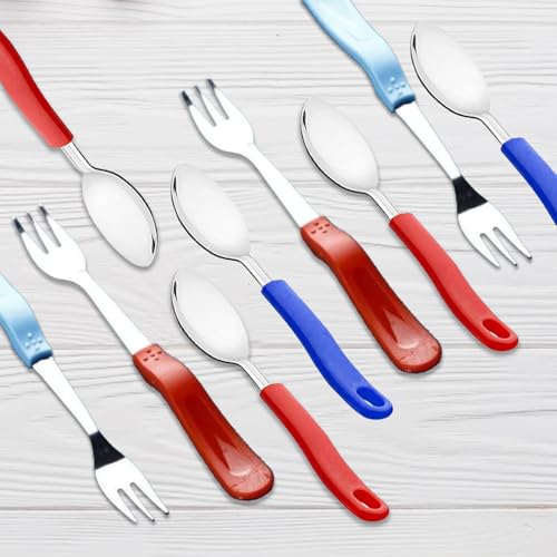 Image of 16-Piece Stainless Steel Cutlery Set, Fruit Fork Set & Table Spoon Set, Heavy Duty, Rust-Resistant, Dishwasher Safe Dessert Forks (Fruit Fork + Table Spoon Set- 16PC) - Multicolour