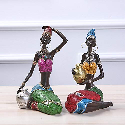 Christmas Ornaments Sculpture Home Decoration Accessories African Statue Resin Statue African Woman Staue C #TOP2