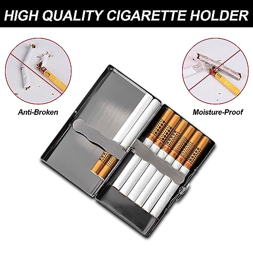 Image of Cigarette Case for Women and Men - Lightweight and Portable Cigarette Box and Holds 12 100mm Cigarettes, Bank Cards, Coins, and More - Stylish Design, Beautiful and Generous (Vntage Silver)