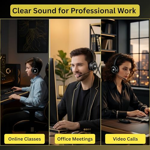 Image of Wired USB Headphone with Noise-Canceling Mic | Ideal for Teams, Zoom Calls & Call Center Use | Compatible with PC & Laptop | Model: Meta MT30 (Black)