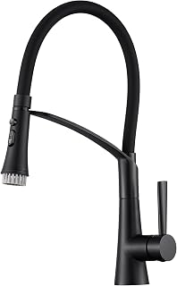 CREA Grifo Cocina Extraible Negro con 3 Tipos Chorro, Grifo Fregadero Cocina con 3 Modos de Ducha, Grifo para Fregadero con Cepillos, Grifo Mezclador Cocina Giratorio a 360°,Negro