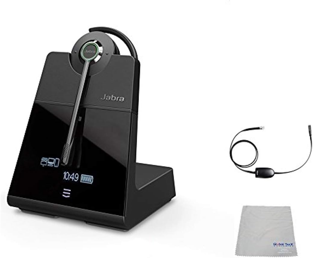 Jabra Engage 75 Wireless Headset Bundle with Polycom EHS Adapter, 9559-583-125- For VVX and Soundpoint Desk Telephones and PC,MAC, Video Meetings, Noise Canceling Mic, GTW Cloth (Stereo - EHS - Cloth)