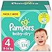 Pampers Couches Taille 4 (9-14 kg), Baby-Dry, 174 Couches Bébé, Pack 1 Mois, Jusqu'à 12h Bien Au Sec et Avec Double-Barrière Anti-Fuites