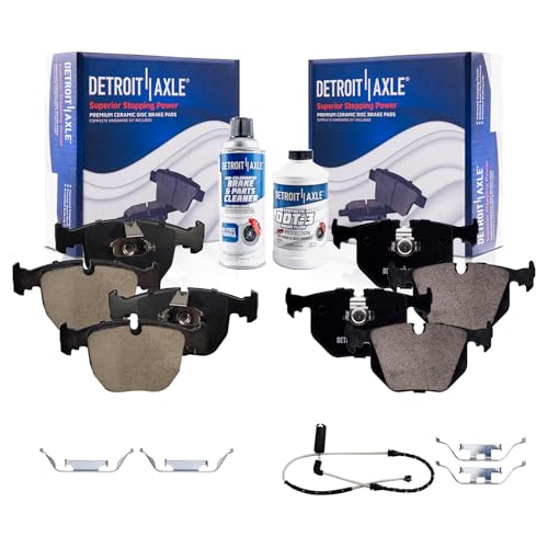 Image of Detroit Axle - Brake Pads for BMW 740i 740il M5 X5 Ceramic Brake Pads w /Hardware Front and Rear Replacement Brakes