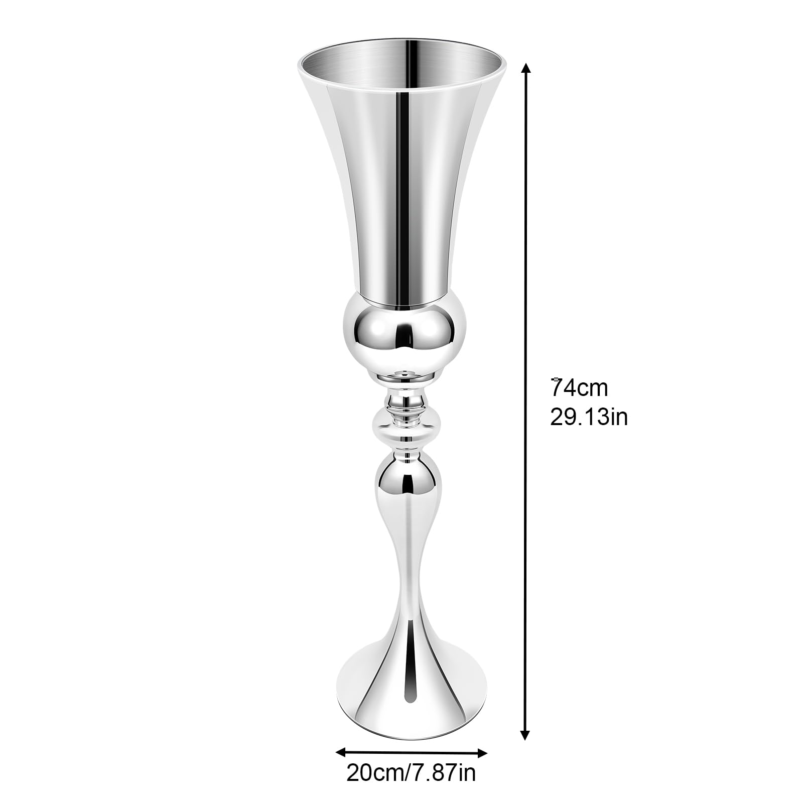 Jarrón de suelo grande de metal, jarrón de trofeo, jarrón de mesa, moderno jarrón decorativo para velas, flores artificiales, flores frescas, jarrón de hierro para bodas, compromisos, luz de velas