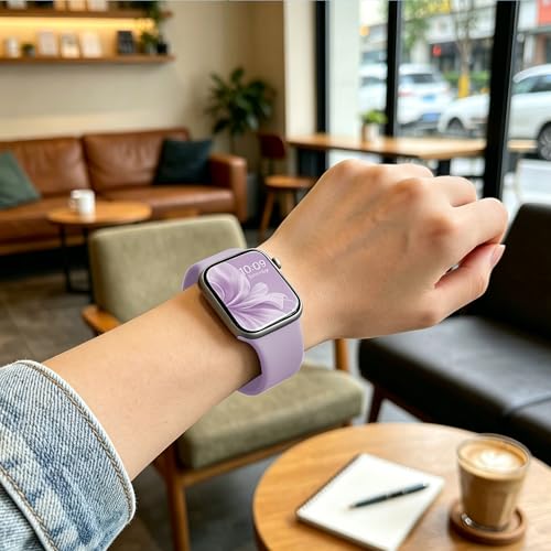 Image of Sport Bands Compatible with Apple Watch Band Women Men 40mm 38mm 41mm 42mm 44mm 45mm 46mm 49mm ,Soft Wristband Waterproof Replacement Strap for iWatch Bands Series 11 10 9 8 7 6 5 4 3 2 1 SE Ultra Lavender