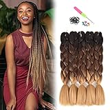 24' Premium Kanekalon Braiding Hair Extensions, 5 Pack Ombre Braiding Hair, Jumbo Xpressions...