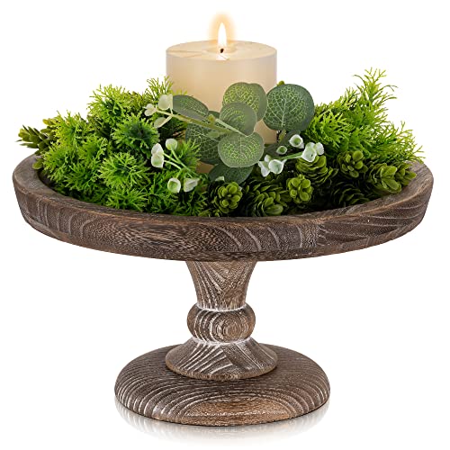 Hanobe Display Riser for Farmhouse Decor: Rustic Wooden Risers Round