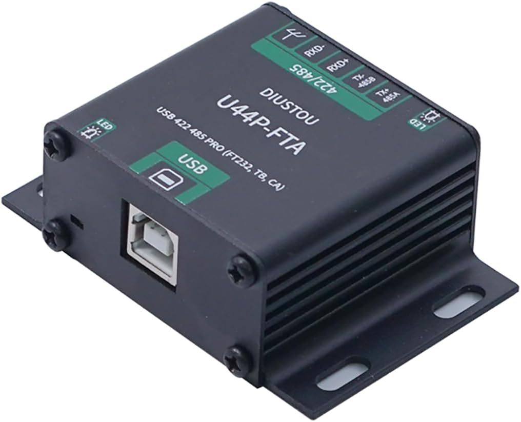 Industrial USB to RS422/RS485 Converter Adapter (FT232 + SP3485), Isolated USB Serial Module, USB-B Interface, 5P 5.0mm Screw Terminal, DIN Rail Mount, Up to 2Mbps, Stable Data Transfer