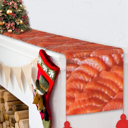 Chemin de table de Noël infroissable texture sashimi pour table cuisine et salon - 7