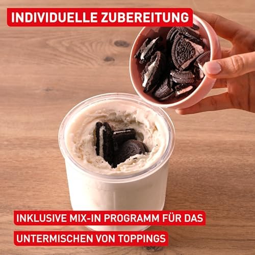 Bild 3 - Tefal Dolci Eismaschine – Softeis, Gelato & Sorbet auf Knopfdruck, 10 Programme & 1-Step-Perfector, inkl. 3x Tritan-Bechern & Eisportionierer, Mix-In-Funktion & automatisches Reinigungsprogramm