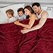 Macevia California King Size Blanket, Big Soft 120x120 Inches, Giant Fleece Fits Whole Family & Outdoor for Bed, Sofa, Couch, Camping (Burgundy, 120