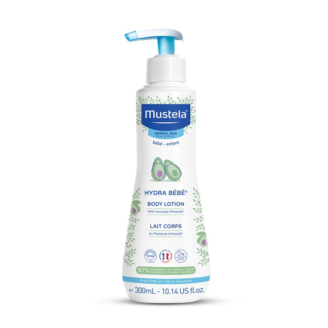 Mustela Hydra Bebe Body Lotion with Avocado 300ml | Baby Cream & Moisturizer for Face & Body | Baby Body Lotion for Newborns 0–5 Years | Organic Skincare | Ideal for Normal Skin