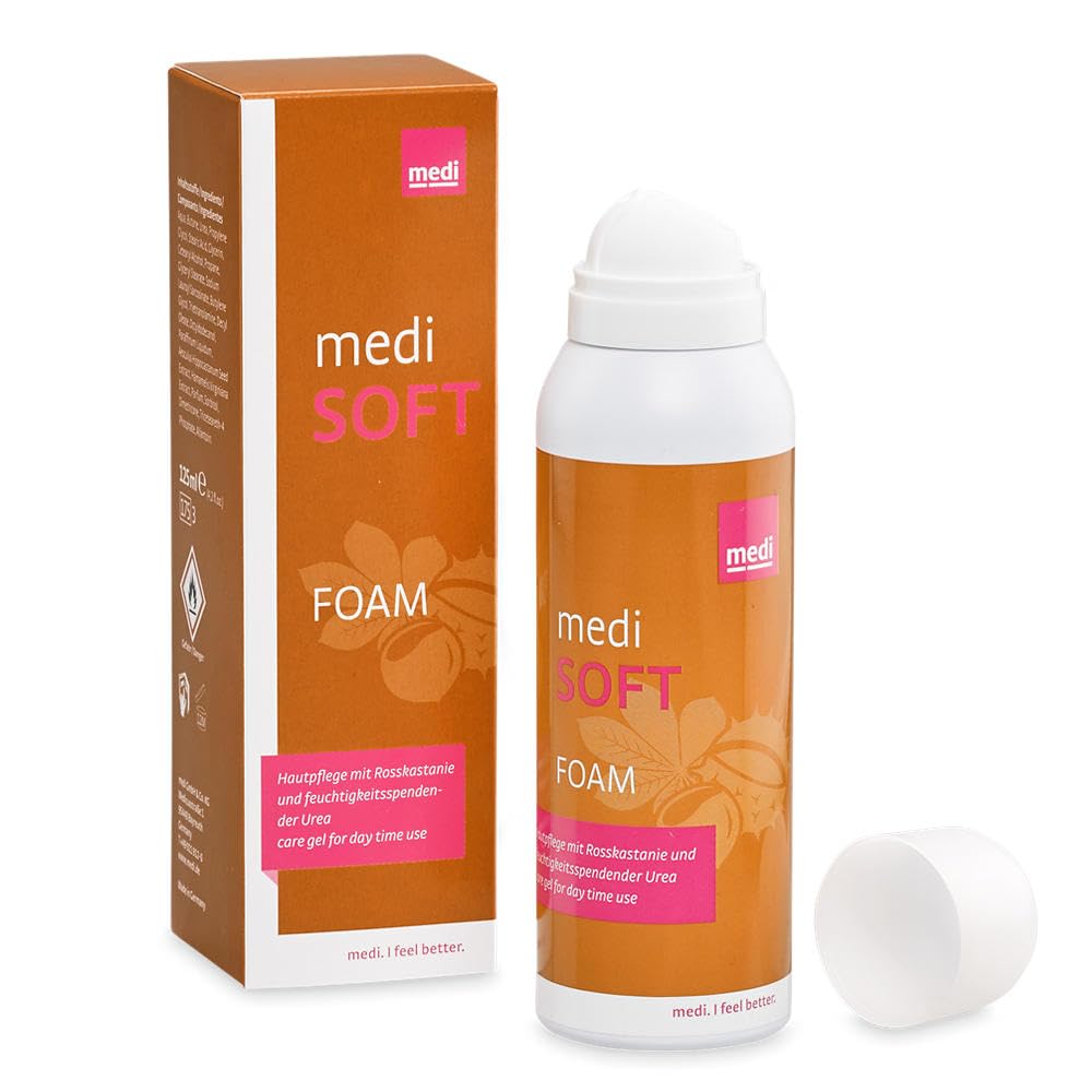 medi soft Cremeschaum | 6x 125 ml | Schützt vor Austrocknung der Haut | Extra Halt für Strümpfe mit Haftbändern | Spendet Feuchtigkeit