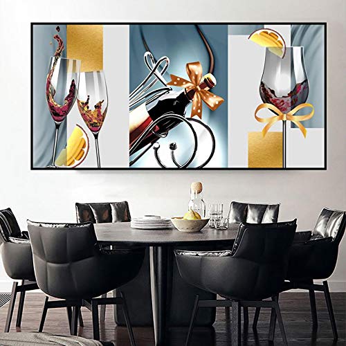 Cuadros de vino tinto en lienzo de 60x120cm para decorar paredes vacías sin recargar