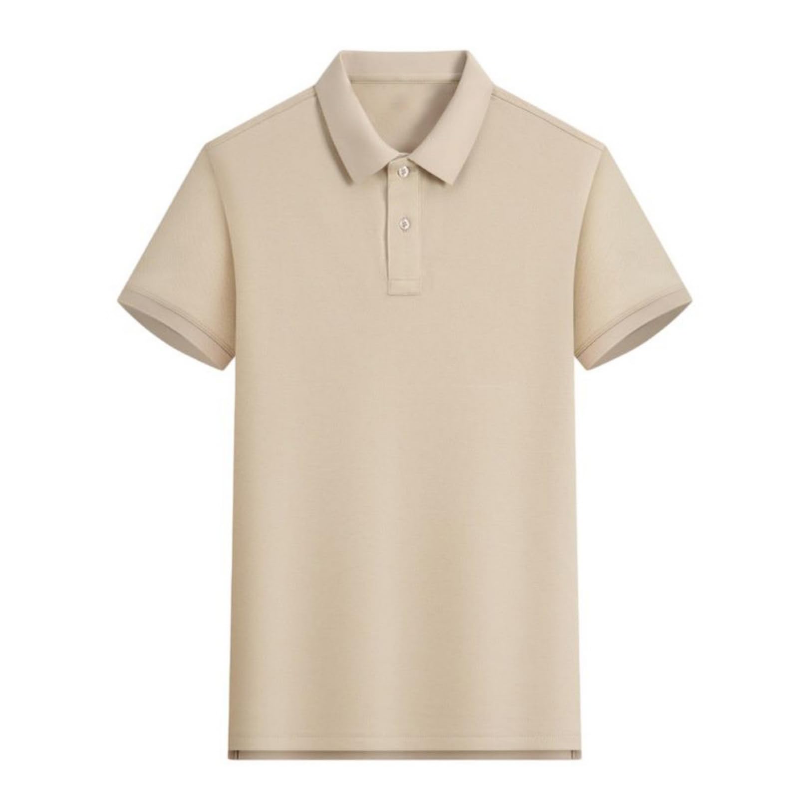 Męski bawełniany t-shirt z kołnierzem jednokolorowy krótki rękaw prosty krój luźny top do pracy