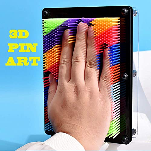 Image of 3D Pin Art Sensory Toy Rainbow Needles Fidget Palm Board Extra Large(6 X 8 Inches) Arouse Sense Of Imagination Innovative Boundless Creativity