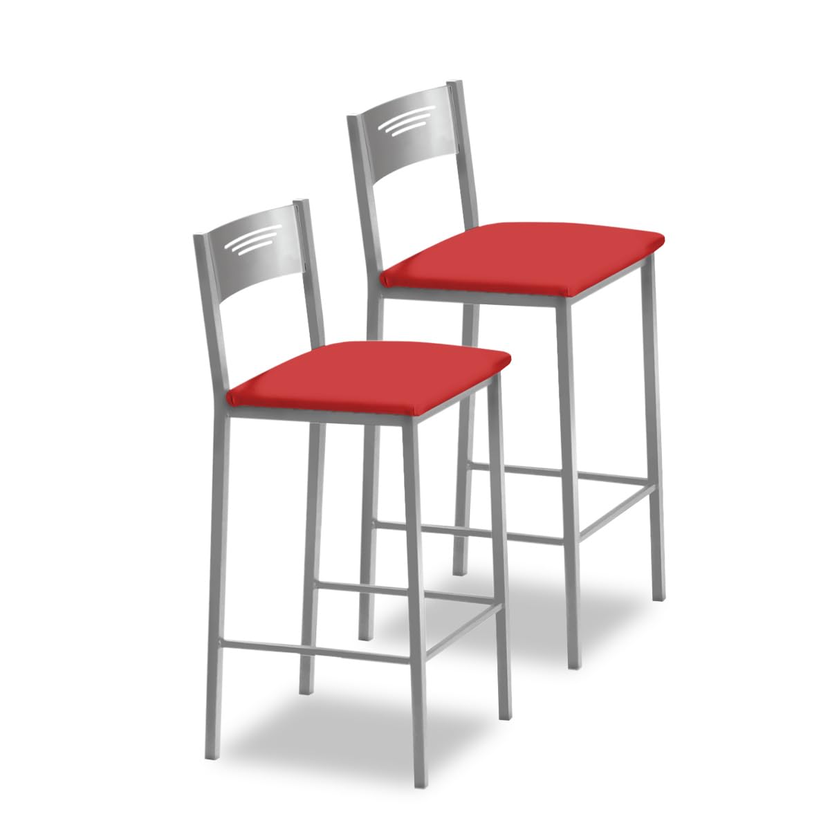 ASTIMESA Dos Taburetes Alto de Cocina 60 cms Polipiel Rojo (TAB60RO)