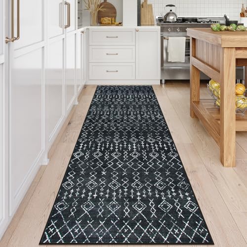 Wonnitar Black Kitchen Runner Rug 2'6"x8', Washable Rug