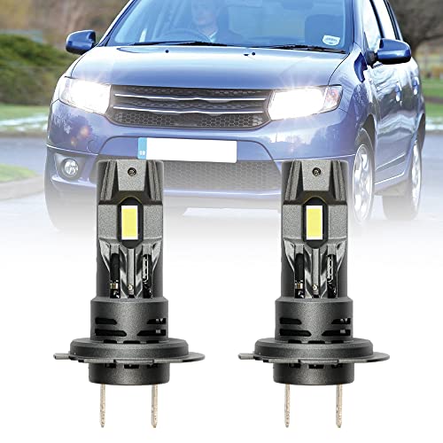 NSLUMO H7 LED Headlight Bulbs for Dacia Duster Logan Sandero mk2 2012-up Low Beam 6500K White 6x Super Bright All-in-one LED Headlight Conversion Kit H7 Halogen Replacement Mini Size
