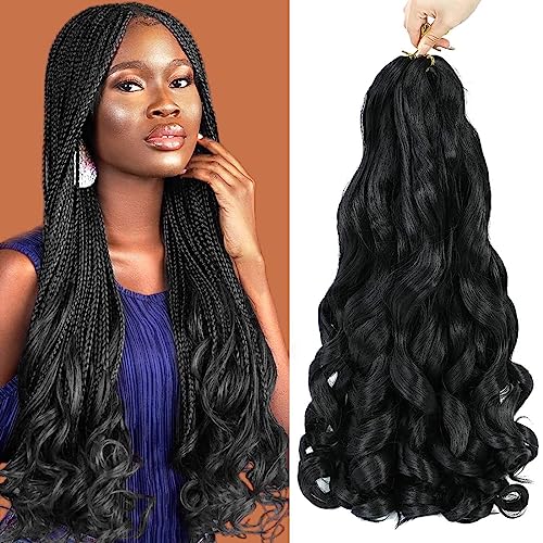 WIPPORYA French Curly Braiding Hair 24 Inch 2 Packs Black Loose Wave Bouncy Crochet Hair Pre Stretched 100g/pack Yaki Curly Braiding Hair for Black Women Hair Extensions ((Pack of 2),24inch,1B)