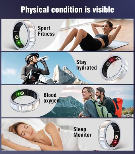 Image of 10 Gen Diamond Smart Ring and Wireless Charging Case【Industry Ranking No.1 - 0 Measurement Error】 2026 Smart Ring for Women & Men for Sleep Tracking Wearable Device,Fitness Ring 7#