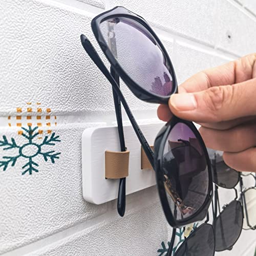 Miniatura 7 de Findamaze Organizador Gafas De Sol - Soporte Gafas Madera 9 Ganchos Expositor Gafas Pared ,Porta Gafas, Material De Cuero Pu , Decoración Del Hogar, Blanco-1pcs-Long
