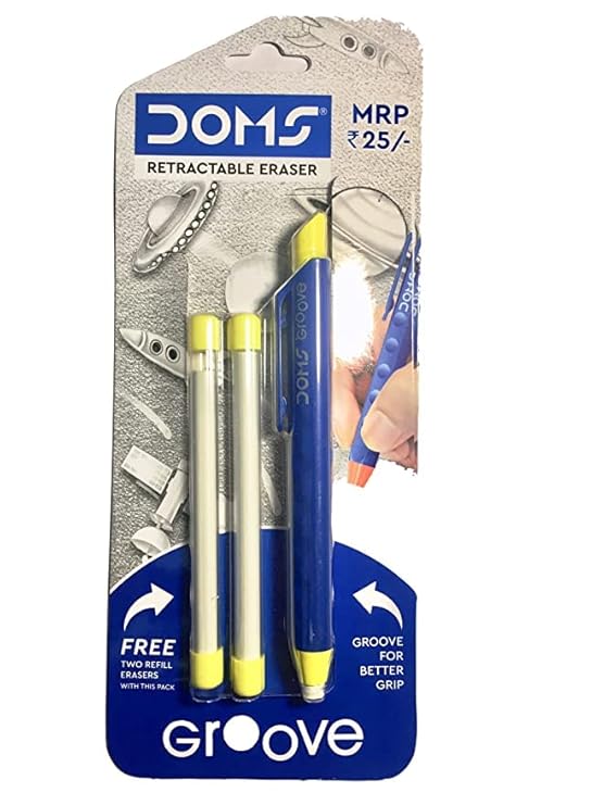 Doms Groove Retractable Eraser + 2 Refill Eraser Free (Pack of 3
