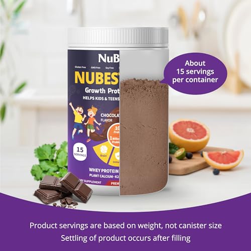 Image of NuBest Tall Protein Powder for Kids & Teens - Whey Protein Powder - Chocolate Protein Powder Shake with Probiotics, Omega 3-6-9, Vitamin D3 + K2, Calcium, Vitamin - 15 Servings | 2 Week Supply