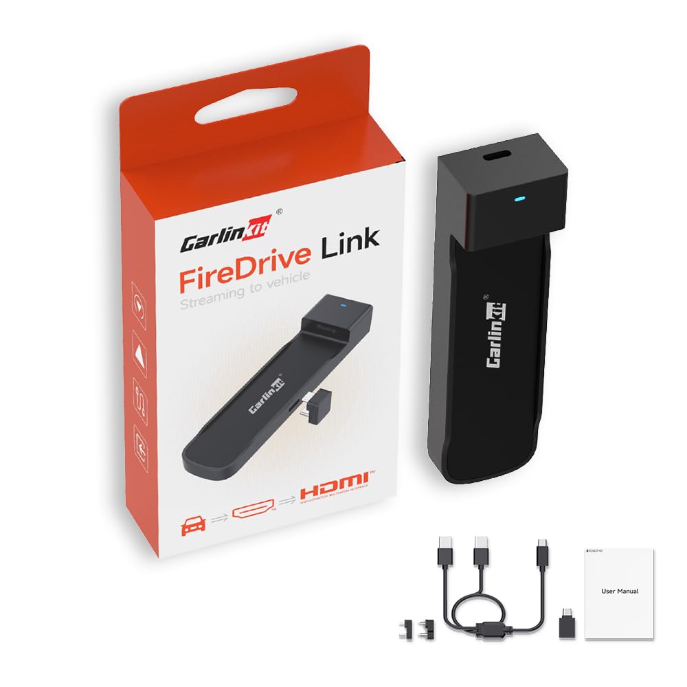 Carlinkit Fire DriveLink HDMI Adapter - konvertiert kabelgebundenes CarPlay für Fire TV Stick Streaming, Nahtloser HDMI Eingang für Streaming von Netflix, YouTube, TikTok & mehr, Plug & Play