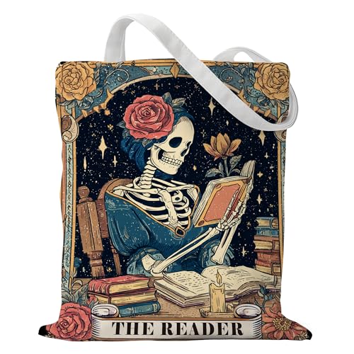 Sitsink The Reader Skeleton Tote Bag for Book Lovers
