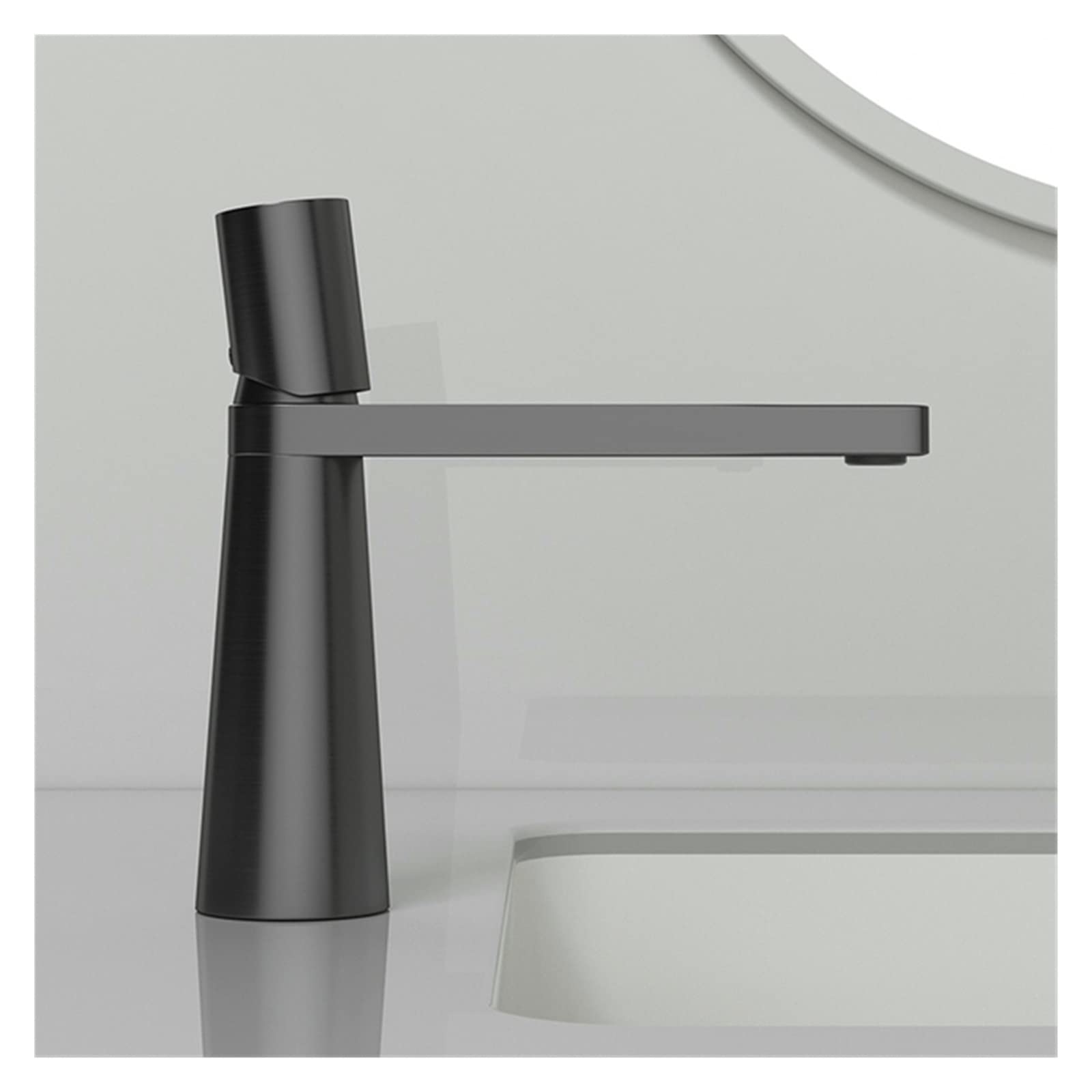 Mitigeur lavabo gris fusil court pour eau chaude et froide en laiton robuste