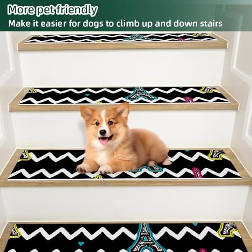 Tapis d'escalier de sécurité antidérapant protégeant enfants et chiens sur bois - 6
