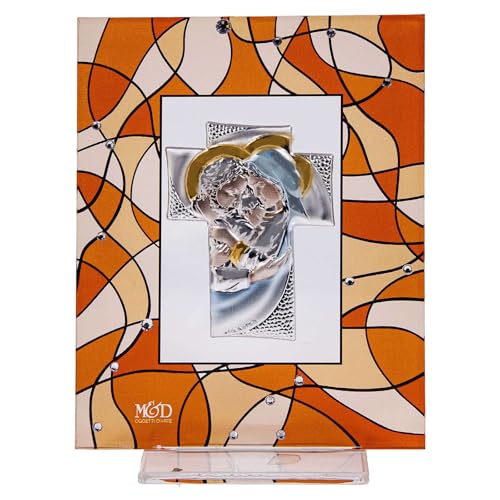 Glass Wedding Favour, Holy Family, Amber-Coloured, 5.5x4.5 in